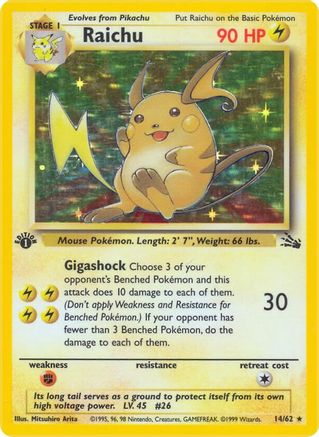 Raichu (14) 014 - Unlimited Holofoil Fossil - Holo Rare