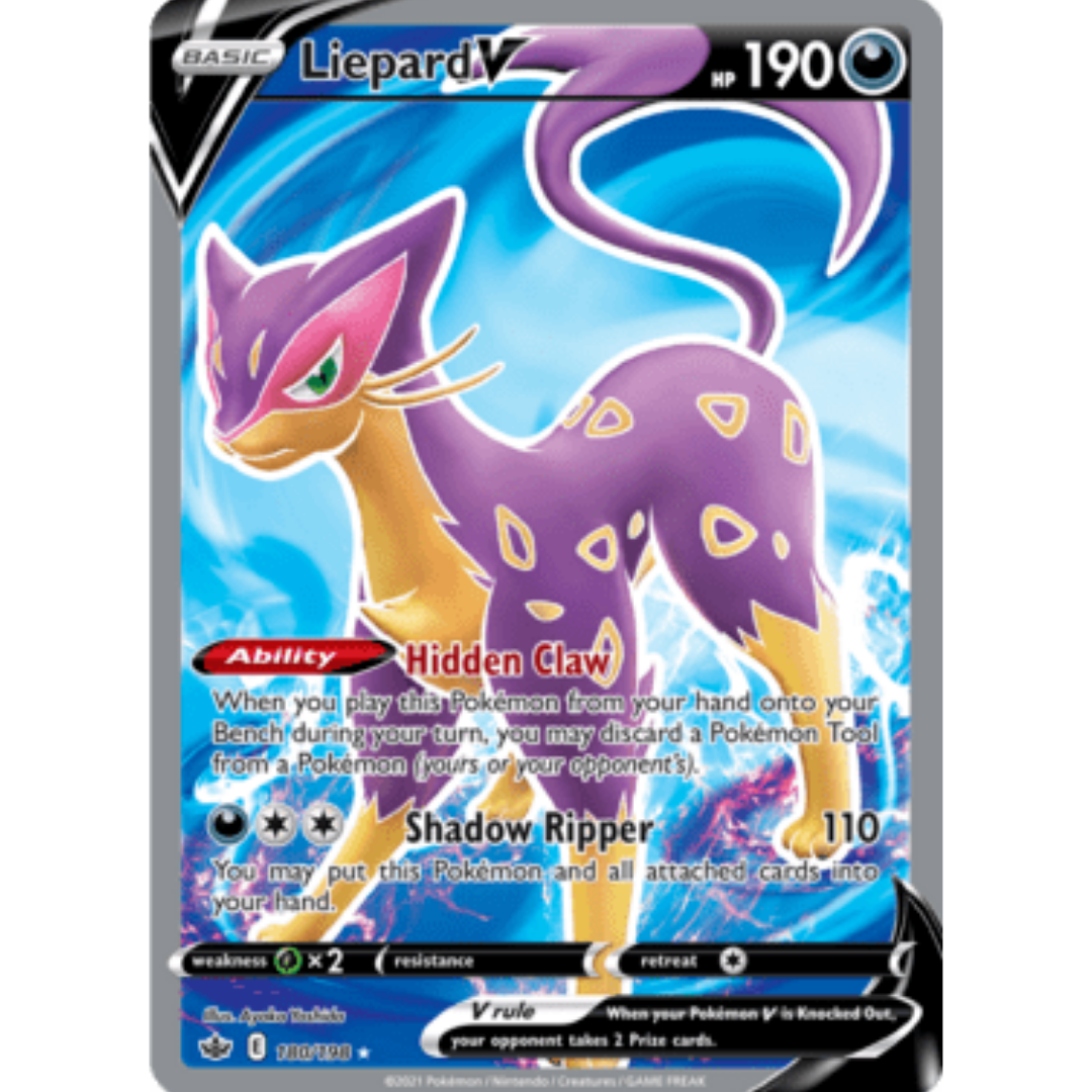 Liepard V (Full Art) 180 - Holofoil SWSH06 Chilling Reign - Ultra Rare