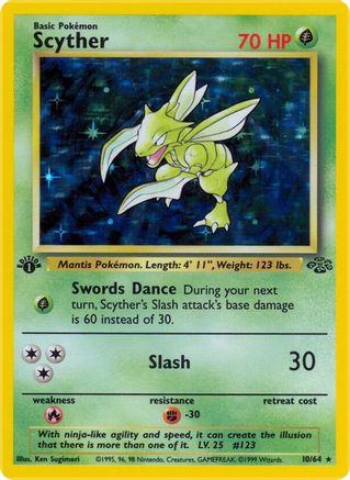 Scyther (10) 010 - Unlimited Holofoil Jungle - Holo Rare