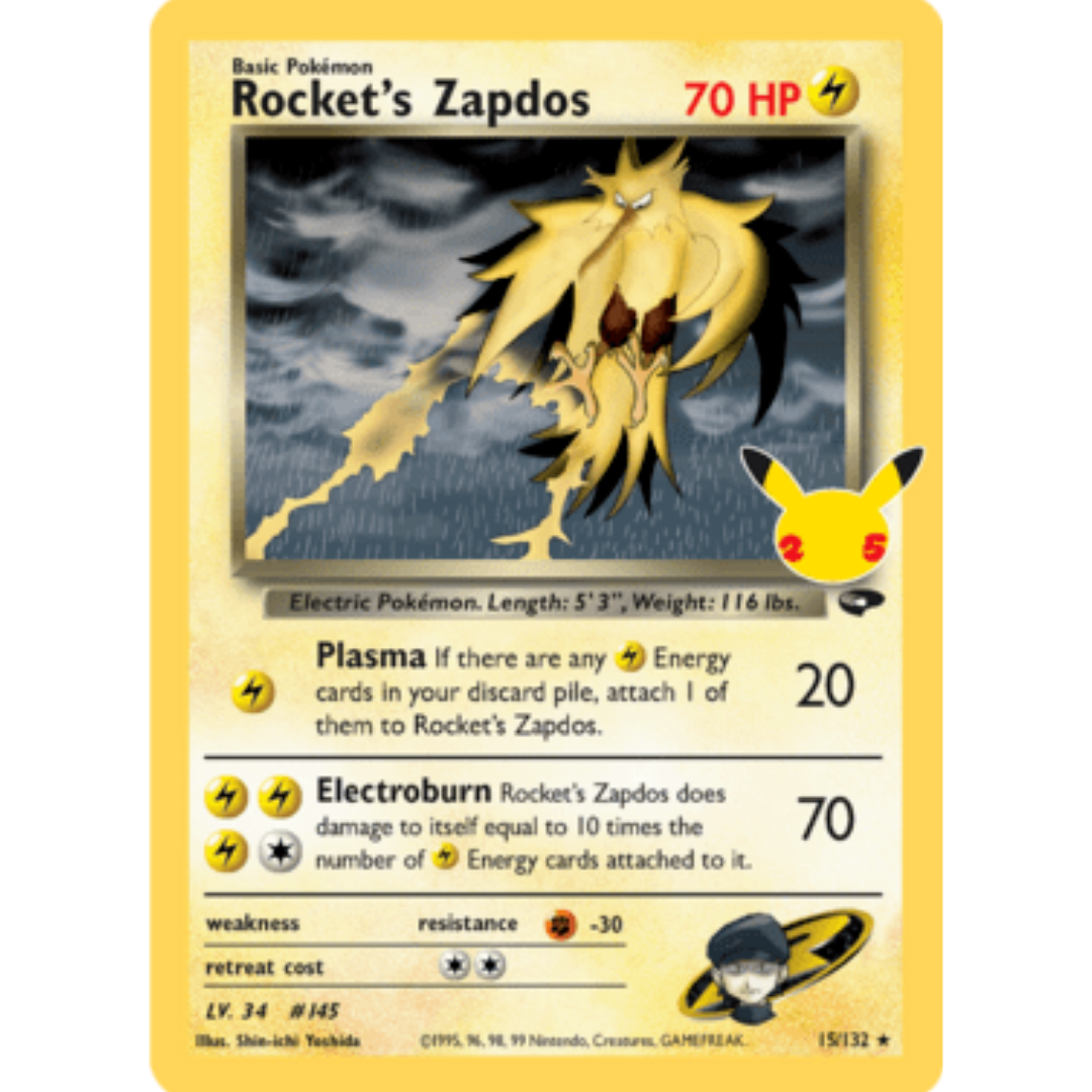 Rocket's Zapdos 015/132 - Holofoil Celebrations Classic Collection - Classic Collection
