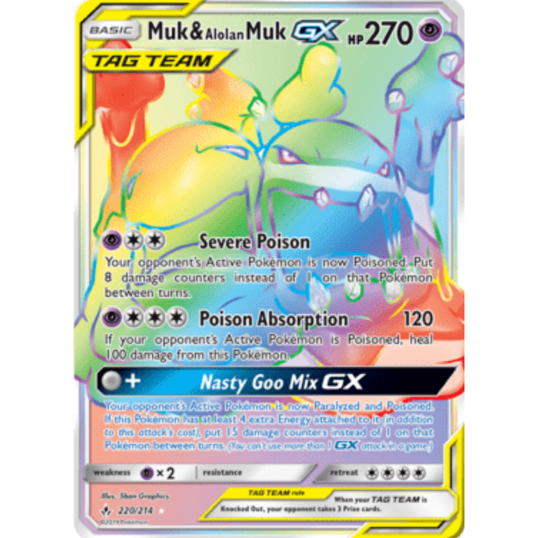 Muk & Alolan Muk GX (Secret) - Holofoil SM Unbroken Bonds - Secret Rare