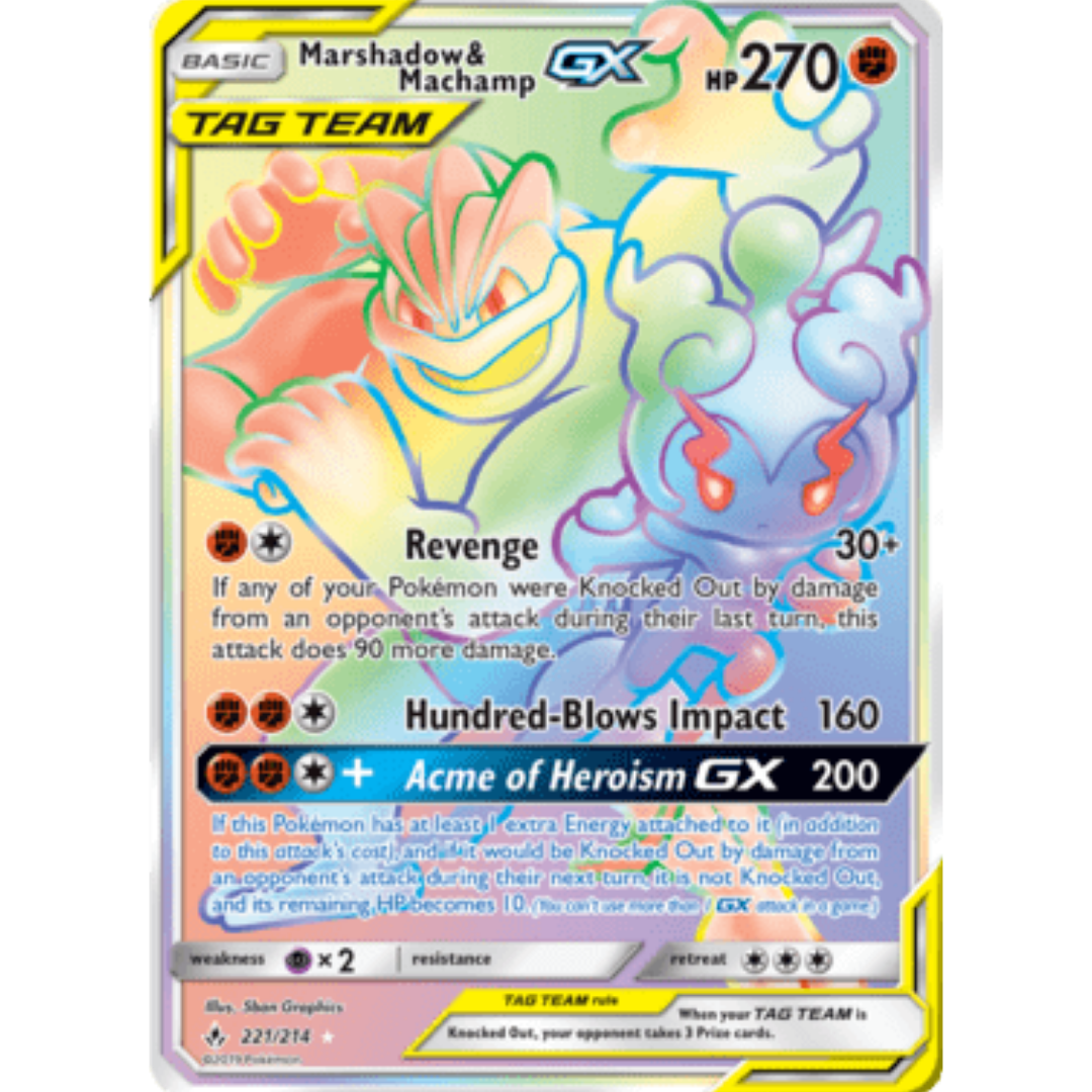 Marshadow & Machamp GX (Secret) - Holofoil SM Unbroken Bonds - Secret Rare