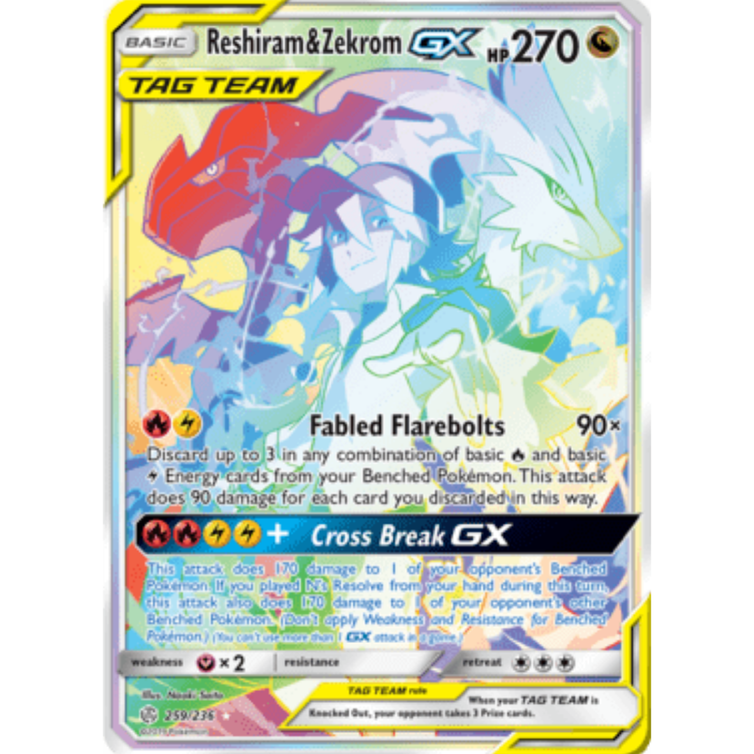 Reshiram & Zekrom GX (Secret) 259 - Holofoil SM Cosmic Eclipse - Secret Rare
