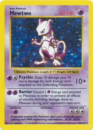 Mewtwo/102 Base Set Shadowless - Holo Rare