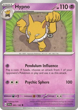 Hypno 083 - Reverse Holofoil SV01 Scarlet & Violet Base Set - Uncommon