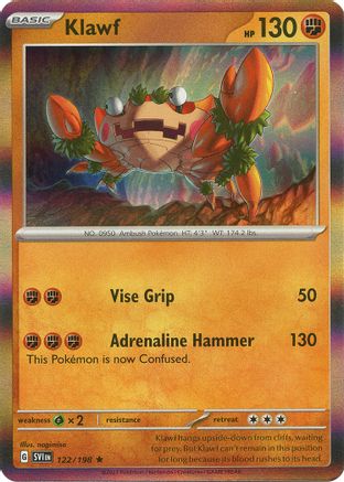 Klawf 122/198 - Reverse Holofoil SV01 Scarlet & Violet Base Set - Rare