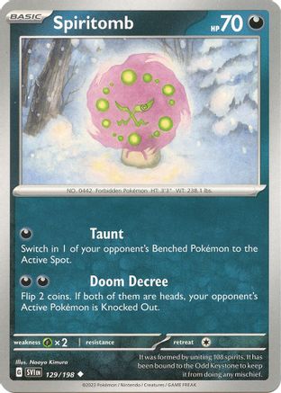 Spiritomb 129 - Reverse Holofoil SV01 Scarlet & Violet Base Set - Uncommon