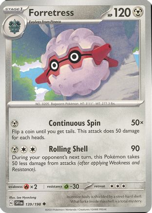 Forretress 139 - Reverse Holofoil SV01 Scarlet & Violet Base Set - Uncommon