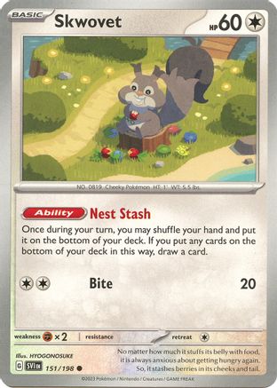 Skwovet 151/198 - Reverse Holofoil SV01 Scarlet & Violet Base Set - Common