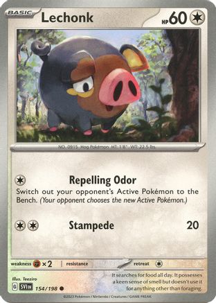 Lechonk 154/198 - Reverse Holofoil SV01 Scarlet & Violet Base Set - Common