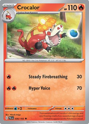 Crocalor 036/193 - Reverse Holofoil SV02 Paldea Evolved - Uncommon
