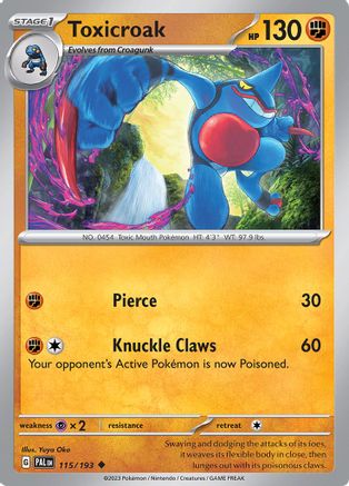 Toxicroak 115 - Reverse Holofoil SV02 Paldea Evolved - Uncommon