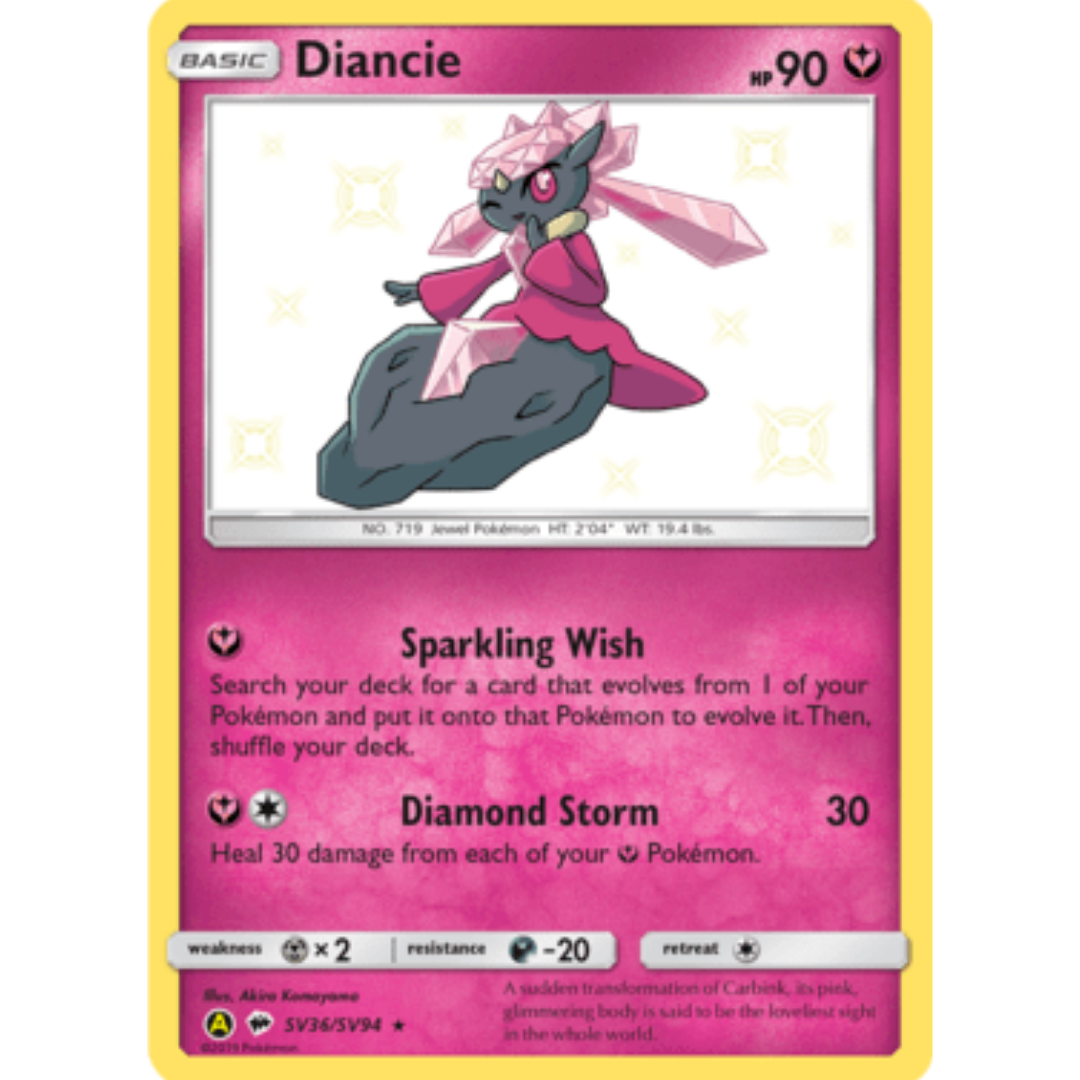 Diancie SV36 - Holofoil Hidden Fates Shiny Vault - Shiny Holo Rare
