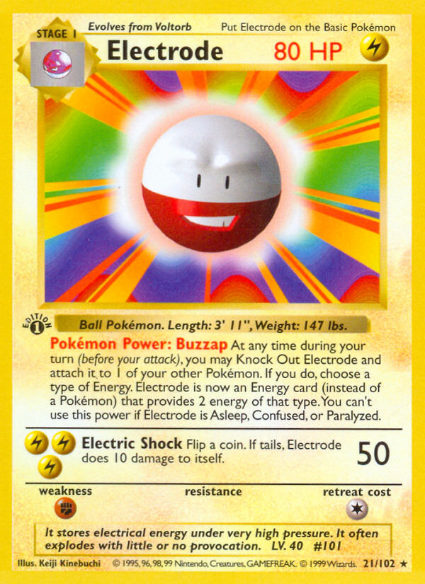 Electrode 021/102 - 1st Edition Base Set Shadowless - Rare