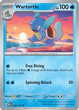 Wartortle 008/165 - Reverse Holofoil SV Scarlet & Violet 151 - Uncommon
