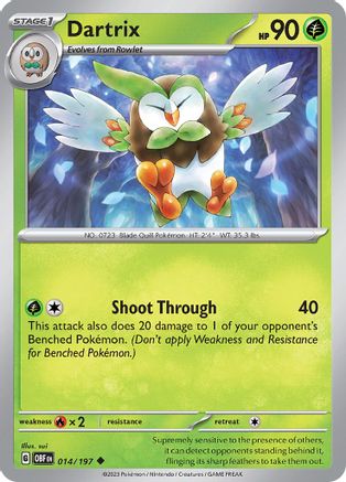 Dartrix 014 - Reverse Holofoil SV03 Obsidian Flames - Uncommon
