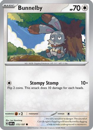 Bunnelby 175 - Reverse Holofoil SV03 Obsidian Flames - Common
