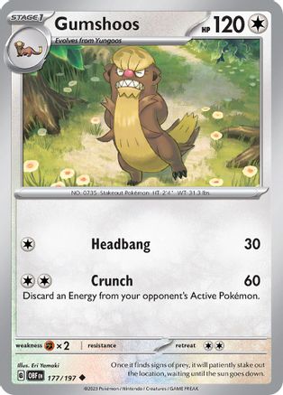 Gumshoos 177 - Reverse Holofoil SV03 Obsidian Flames - Uncommon