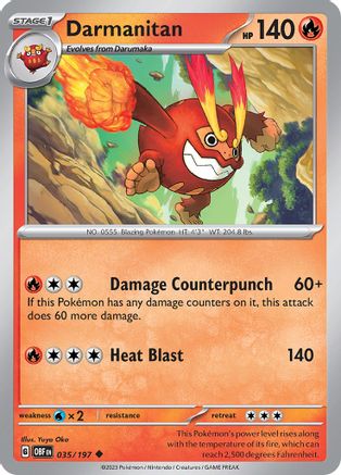 Darmanitan 035 - Reverse Holofoil SV03 Obsidian Flames - Uncommon
