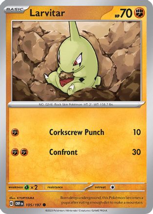 Larvitar 105 - Reverse Holofoil SV03 Obsidian Flames - Common