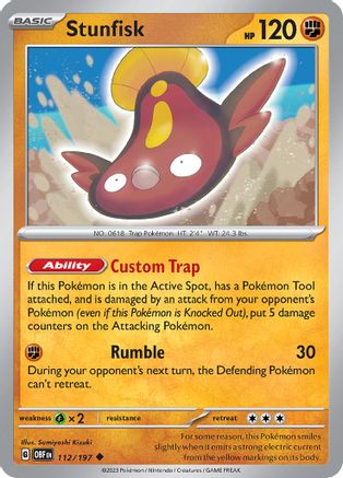 Stunfisk 112 - Reverse Holofoil SV03 Obsidian Flames - Uncommon