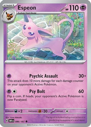 Espeon 086 - Reverse Holofoil SV03 Obsidian Flames - Uncommon