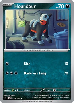 Houndour 132/197 - Reverse Holofoil SV03 Obsidian Flames - Common
