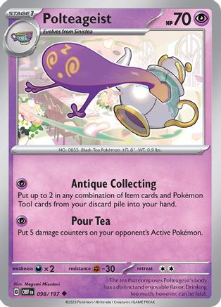 Polteageist 098 - Reverse Holofoil SV03 Obsidian Flames - Uncommon