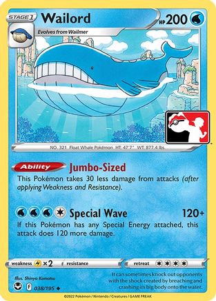 Wailord 038/195 - Holofoil Prize Pack Series Cards - Uncommon