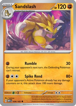 Sandslash 028 - Reverse Holofoil SV Scarlet & Violet 151 - Uncommon