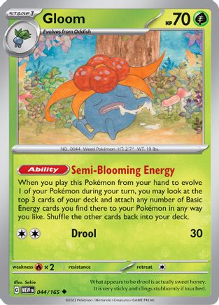 Gloom 044 - Reverse Holofoil SV Scarlet & Violet 151 - Uncommon