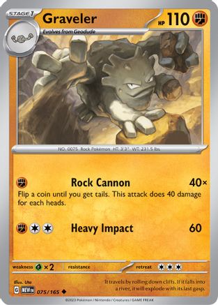 Graveler 075 - Reverse Holofoil SV Scarlet & Violet 151 - Uncommon