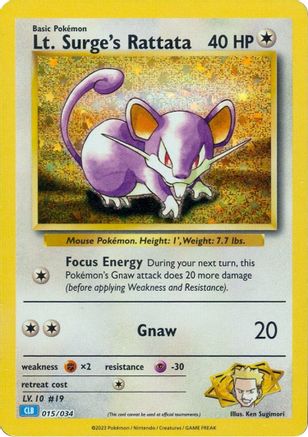 Lt. Surge's Rattata 015 - Holofoil Trading Card Game Classic - Classic Collection