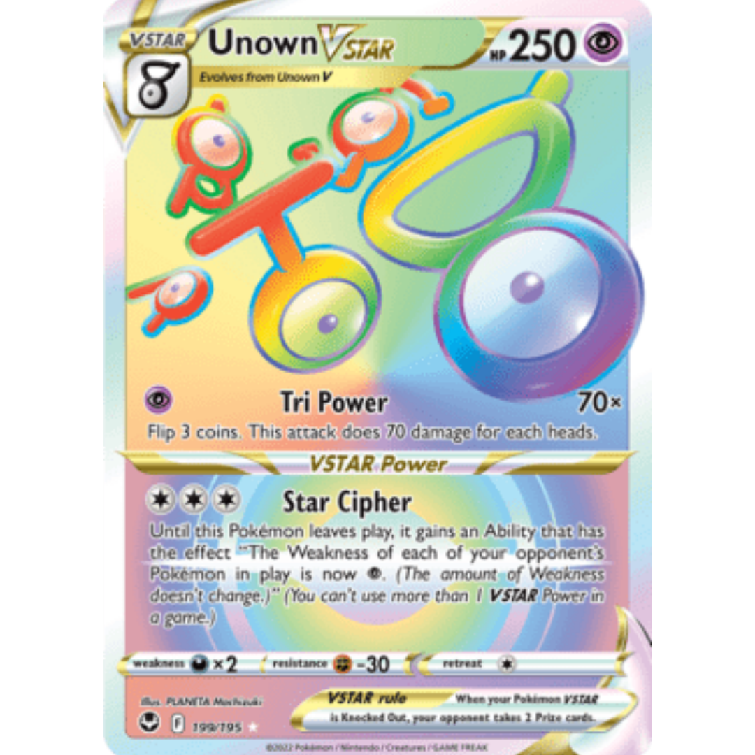 Unown VSTAR (Secret) 199 - Holofoil SWSH12 Silver Tempest - Secret Rare