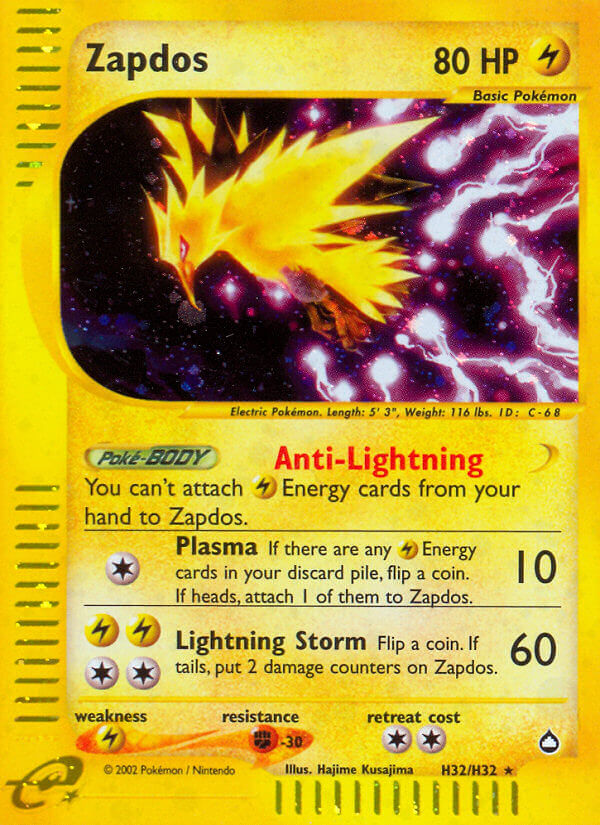Zapdos (H32) H32 - Holofoil Aquapolis - Holo Rare