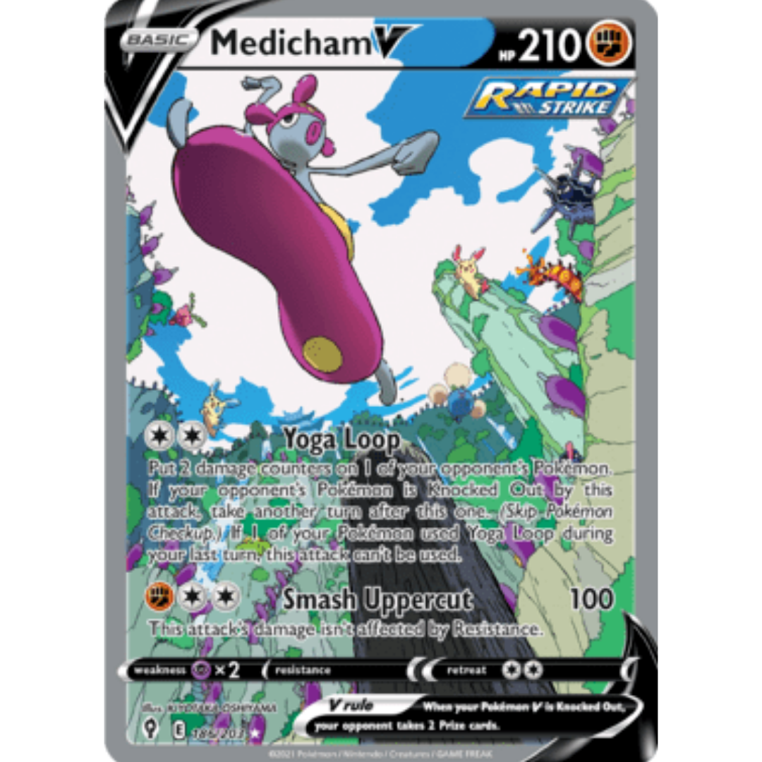 Medicham V (Alternate Full Art) 186 - Holofoil SWSH07 Evolving Skies - Ultra Rare