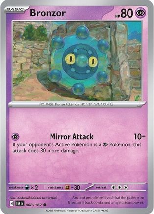 Bronzor 068/162 - Reverse Holofoil SV05 Temporal Forces - Common