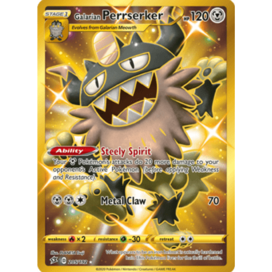 Galarian Perrserker (Secret) 205 - Holofoil SWSH02 Rebel Clash - Secret Rare