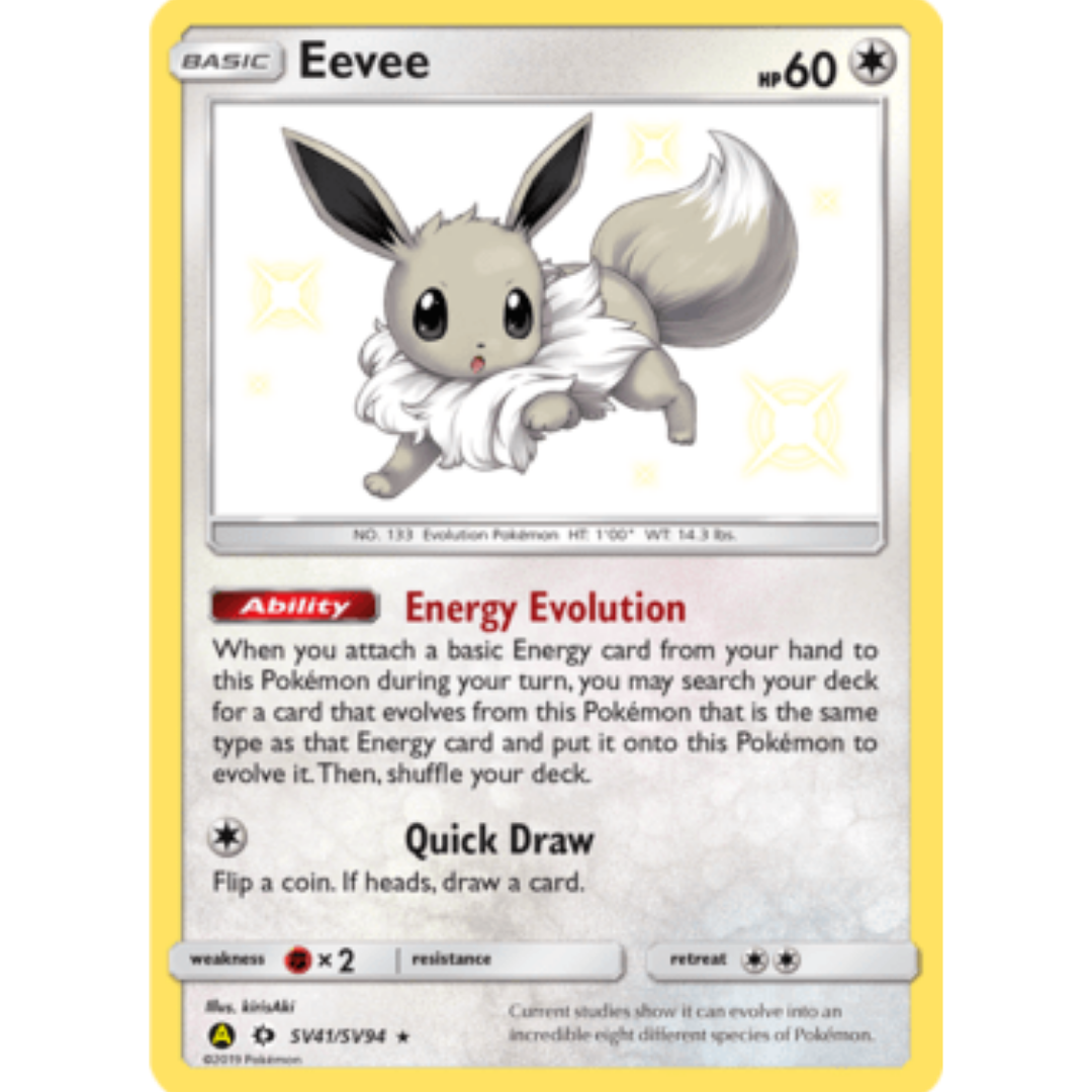 Eevee SV41/SV94 - Holofoil Hidden Fates Shiny Vault - Shiny Holo Rare
