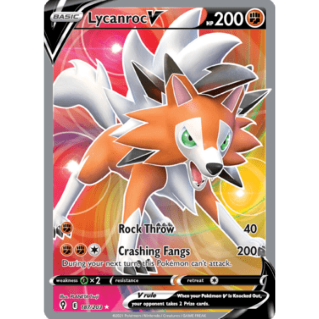 Lycanroc V (Full Art) 187 - Holofoil SWSH07 Evolving Skies - Ultra Rare