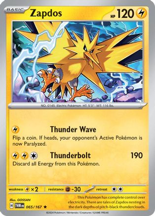 Zapdos 065 - Reverse Holofoil SV06 Twilight Masquerade - Rare