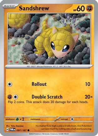Sandshrew 097 - Reverse Holofoil SV06 Twilight Masquerade - Common