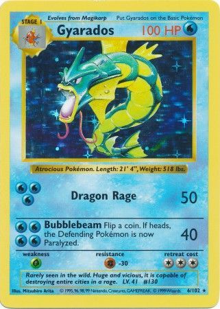 Gyarados Base Set Shadowless - Holo Rare