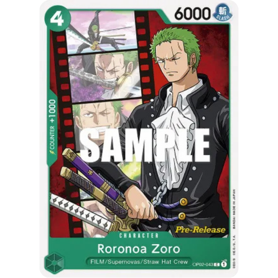 Roronoa Zoro (OP02-043) - Paramount War Pre-Release Cards