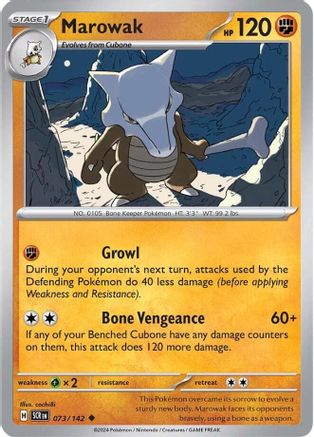 Marowak 073 - Reverse Holofoil SV07 Stellar Crown - Uncommon
