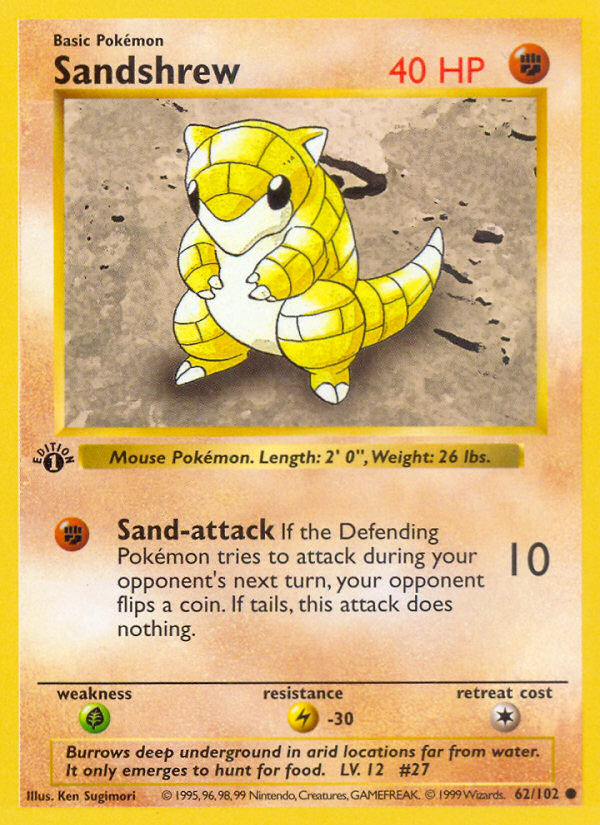 Sandshrew 062/102 - 1st Edition Base Set Shadowless - Common