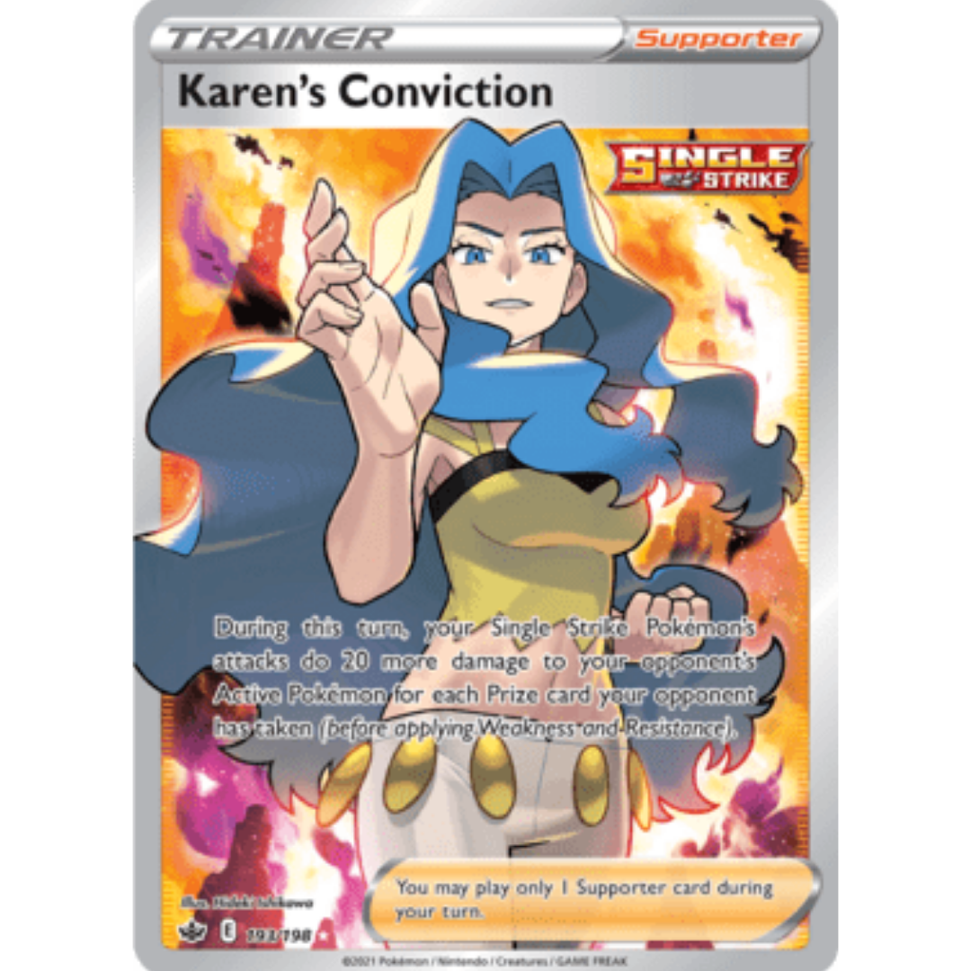 Karen's Conviction (Full Art) 193 - Holofoil SWSH06 Chilling Reign - Ultra Rare