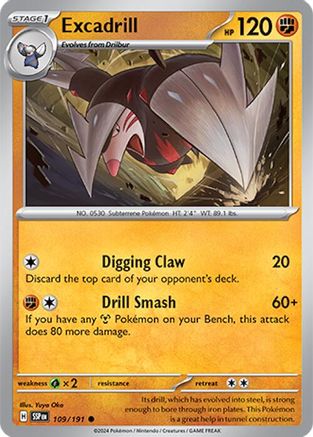 Excadrill 109 - Reverse Holofoil SV08 Surging Sparks - Common