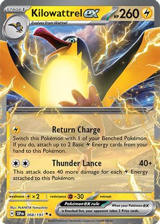 Kilowattrel ex 068 - Reverse Holofoil SV08 Surging Sparks - Double Rare