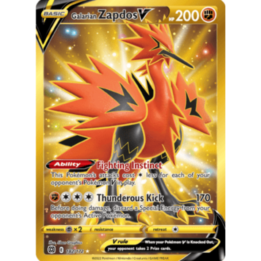 Galarian Zapdos V (Secret) 182 - Holofoil SWSH09 Brilliant Stars - Secret Rare
